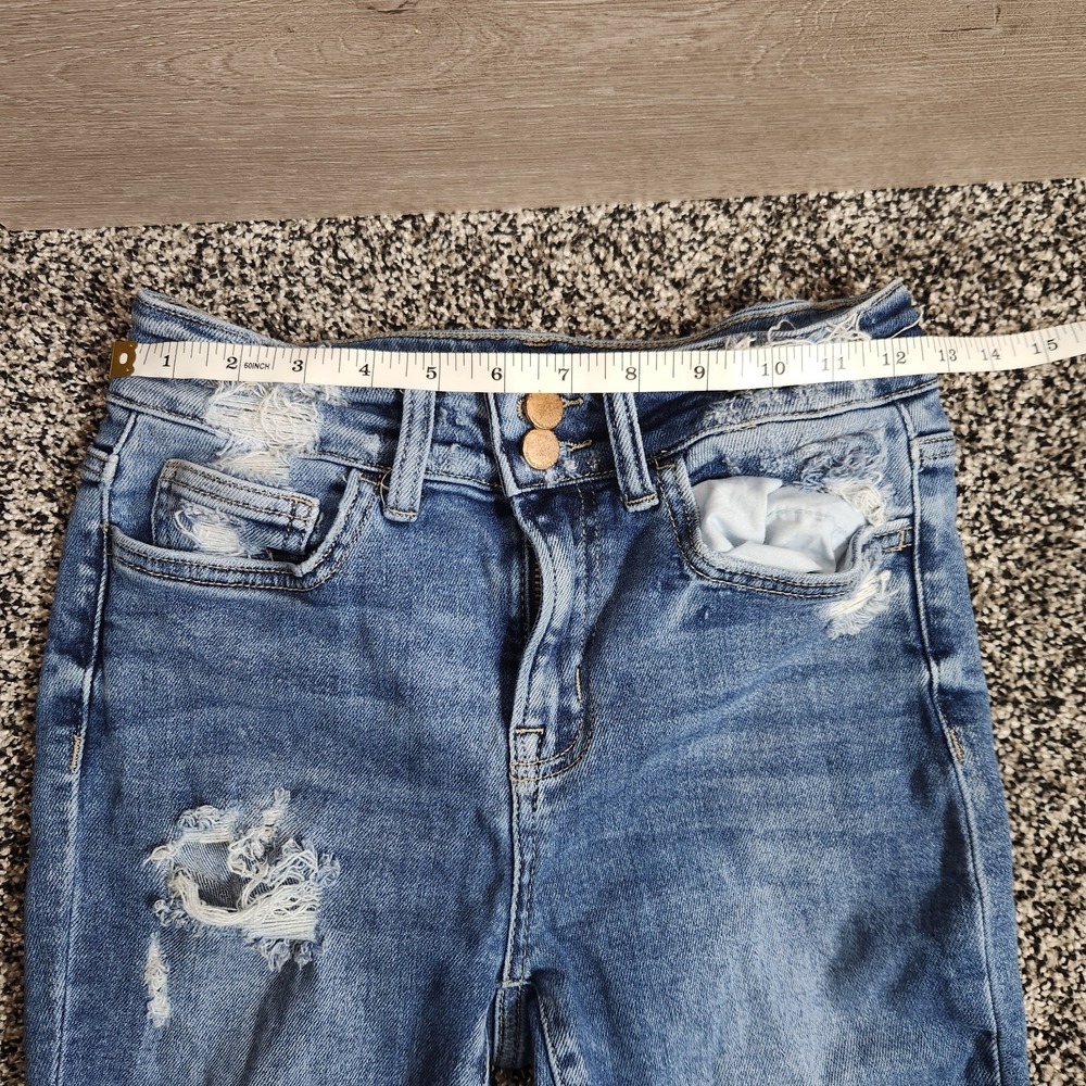 Flying Monkey Hi Rise Super Flare Destressed Stretch Jeans Size 26 Rodeo County - Picture 3 of 7